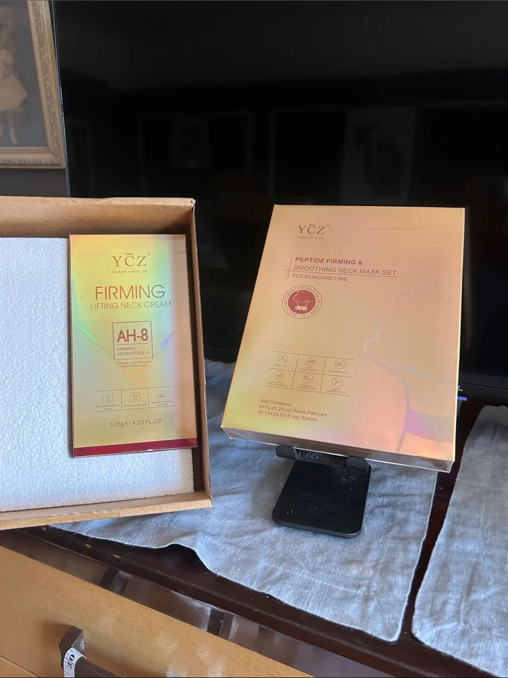 YCZ Gold Firming Lifting Neck Cream & Peptide Neck Mask Set - Gold nib